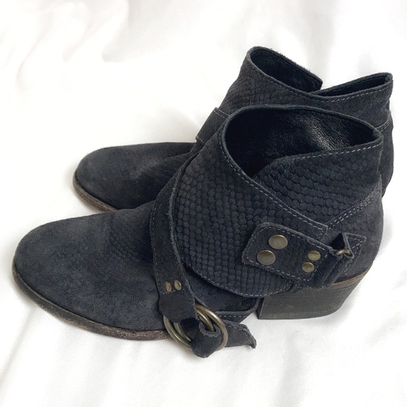 Free People Tortuga black boho snakeskin ankle booties size EU37 - Picture 5 of 14